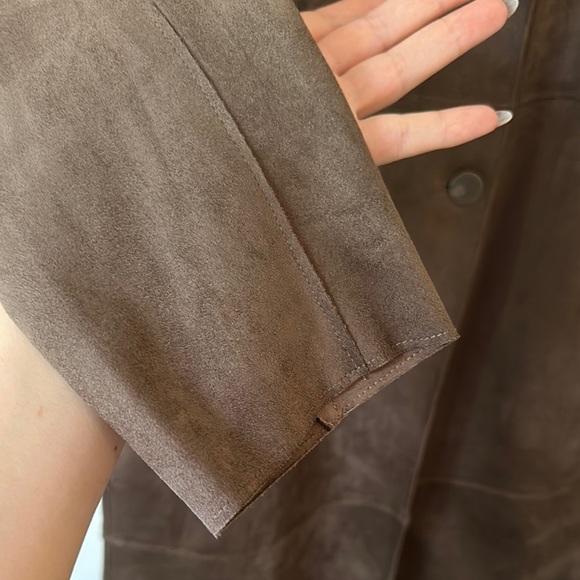 HOUSE OF HARLOW 1960 | Faux Leather Suede Two Breast Button Trench Coat - Picture 6 of 10